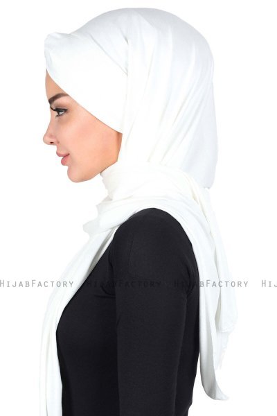 Mikaela - Creme & Taupe Praktisk Bumull Hijab