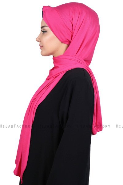 Mikaela - Fuchsia & Marinblå Praktisk Bumull Hijab