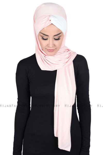 Mikaela - Gammelrosa & Creme Praktisk Bumull Hijab