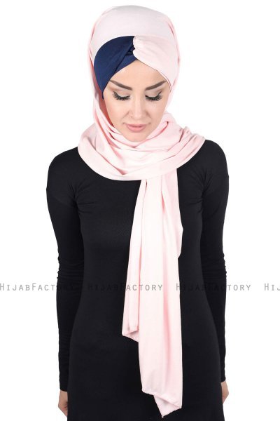 Mikaela - Gammelrosa & Marinblå Praktisk Bumull Hijab