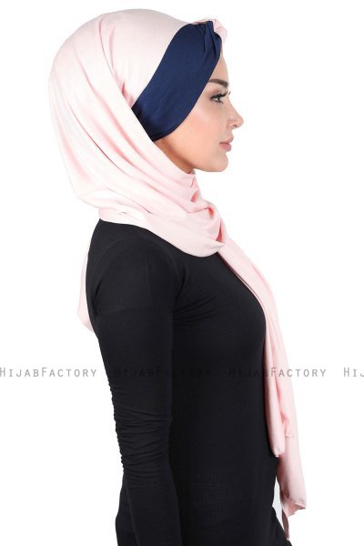 Mikaela - Gammelrosa & Marinblå Praktisk Bumull Hijab