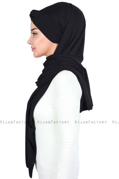 Mikaela - Svart & Blå Praktisk Bumull Hijab