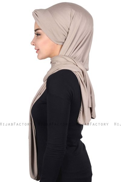Mikaela - Taupe & Gammelrosa Praktisk Bumull Hijab