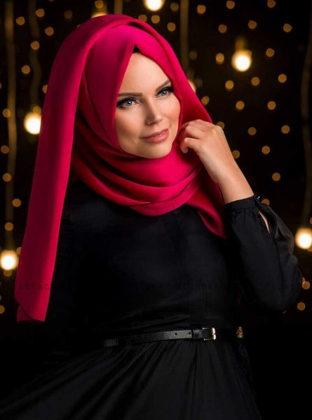 MW Röd Chiffon Hijab Muslima Wear 310206a