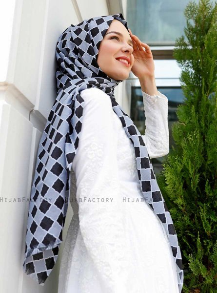 Nakia - Svart Mönstrad Hijab - Sal Evi