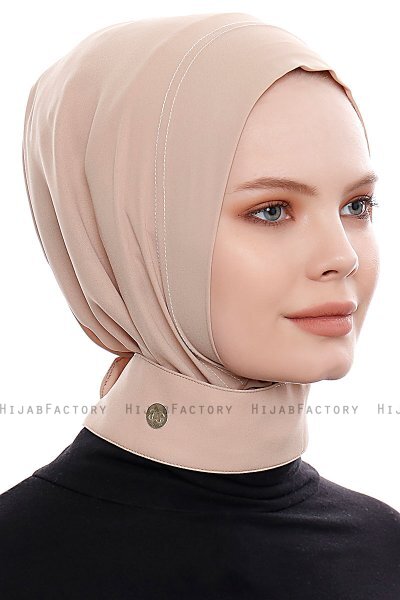 Narin - Ljus Karamel Praktisk One Piece Crepe Hijab