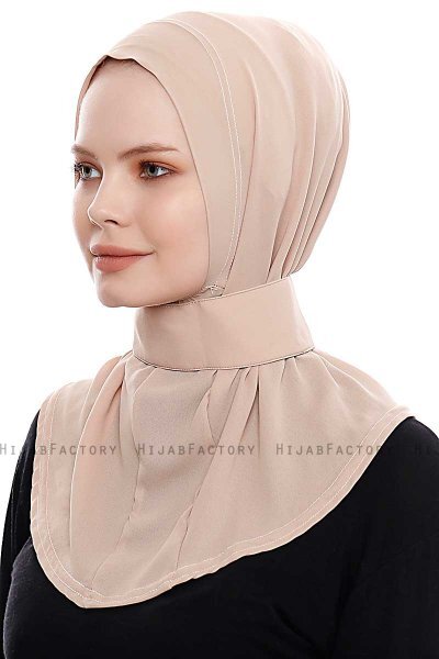 Narin - Ljus Karamel Praktisk One Piece Crepe Hijab
