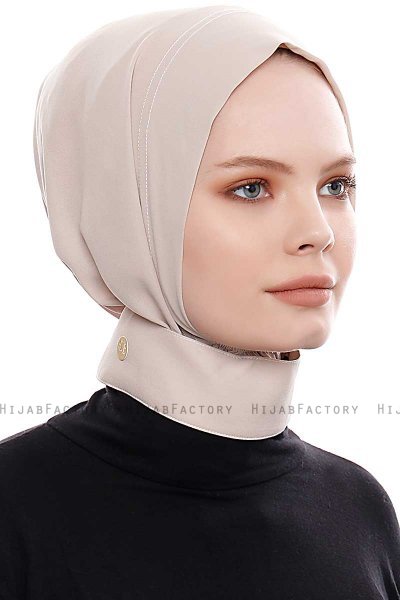 Narin - Ljus Taupe Praktisk One Piece Crepe Hijab
