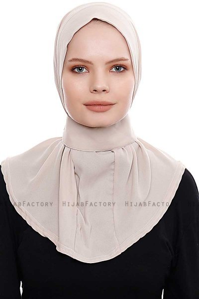 Narin - Ljus Taupe Praktisk One Piece Crepe Hijab