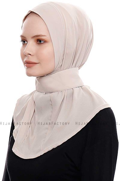Narin - Ljus Taupe Praktisk One Piece Crepe Hijab