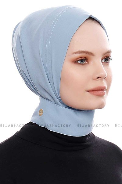 Narin - Ljusblå Praktisk One Piece Crepe Hijab