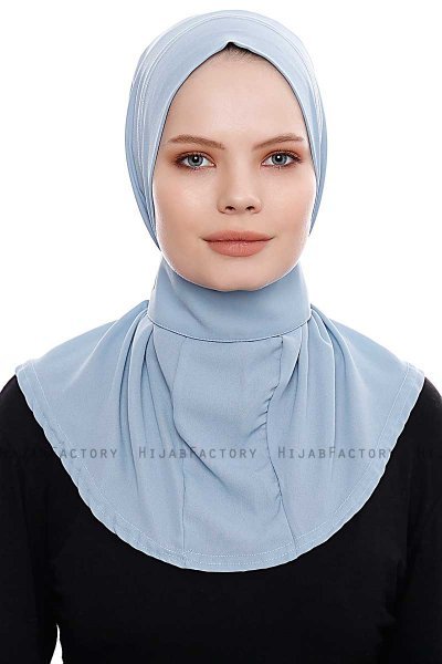Narin - Ljusblå Praktisk One Piece Crepe Hijab