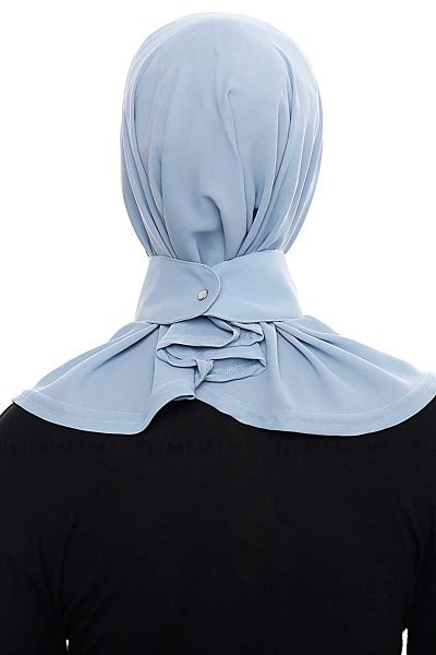 Narin - Ljusblå Praktisk One Piece Crepe Hijab