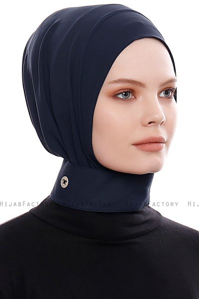 Narin - Marinblå Praktisk One Piece Crepe Hijab