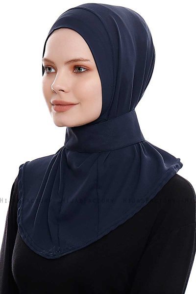 Narin - Marinblå Praktisk One Piece Crepe Hijab