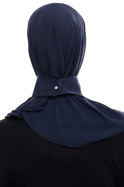 Narin - Marinblå Praktisk One Piece Crepe Hijab