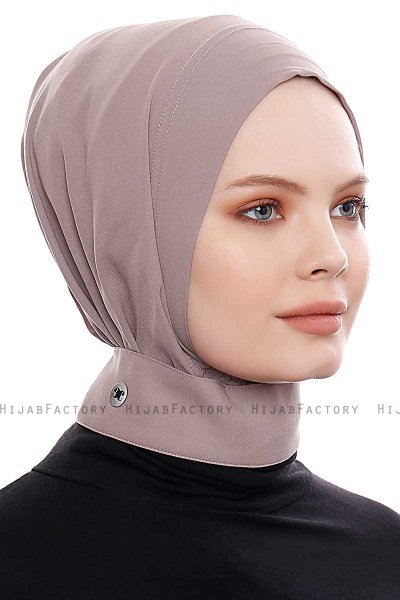 Narin - Mörk Taupe Praktisk One Piece Crepe Hijab