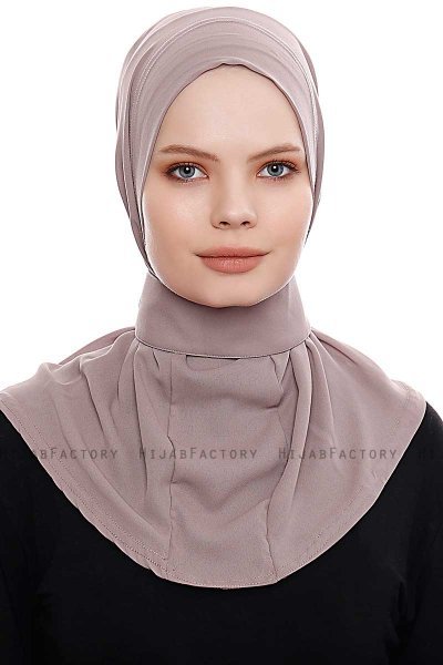 Narin - Mörk Taupe Praktisk One Piece Crepe Hijab