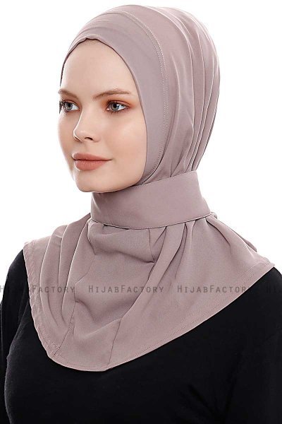 Narin - Mörk Taupe Praktisk One Piece Crepe Hijab