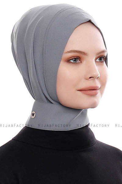 Narin - Mörkgrå Praktisk One Piece Crepe Hijab