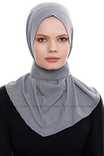 Narin - Mörkgrå Praktisk One Piece Crepe Hijab