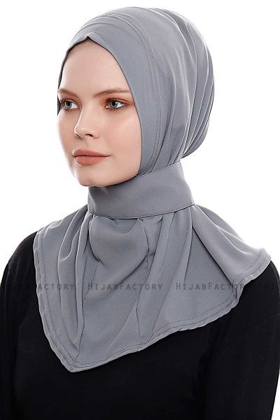 Narin - Mörkgrå Praktisk One Piece Crepe Hijab