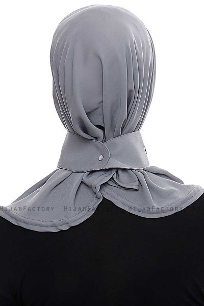 Narin - Mörkgrå Praktisk One Piece Crepe Hijab