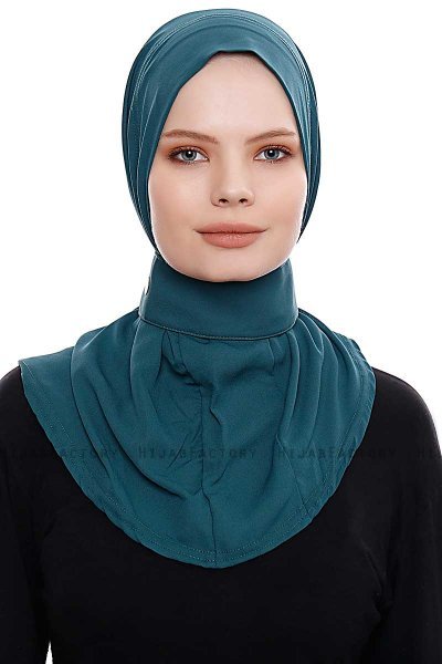 Narin - Mörkgrön Praktisk One Piece Crepe Hijab