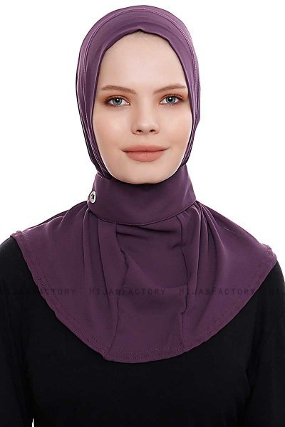 Narin - Mörklila Praktisk One Piece Crepe Hijab