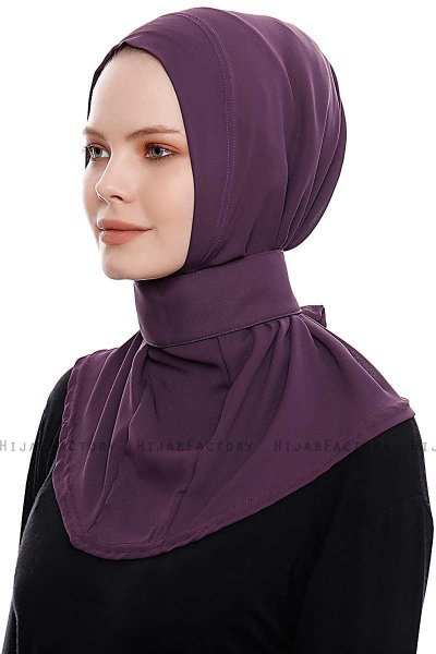 Narin - Mörklila Praktisk One Piece Crepe Hijab