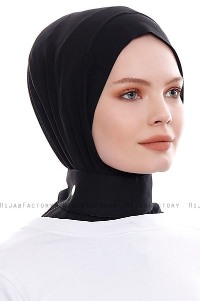 Narin - Svart Praktisk One Piece Crepe Hijab