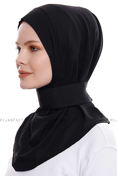 Narin - Svart Praktisk One Piece Crepe Hijab