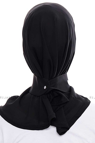 Narin - Svart Praktisk One Piece Crepe Hijab
