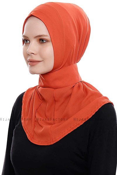 Narin - Tegelröd Praktisk One Piece Crepe Hijab