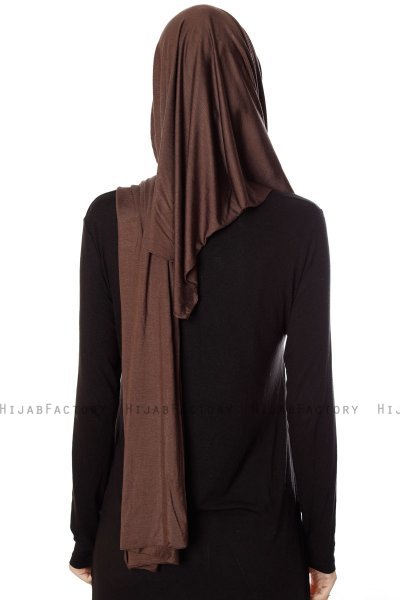 Naz - Brun & Ljus Taupe Praktisk One Piece Hijab - Ecardin