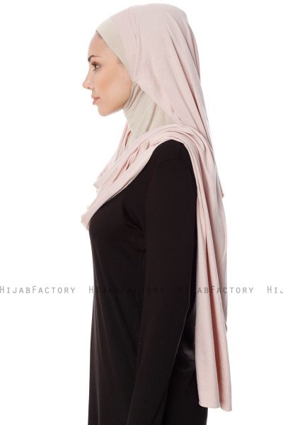 Naz - Gammlerosa & Ljus Taupe Praktisk One Piece Hijab - Ecardin