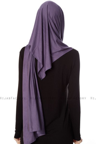 Naz - Lila & Stengrå Praktisk One Piece Hijab - Ecardin