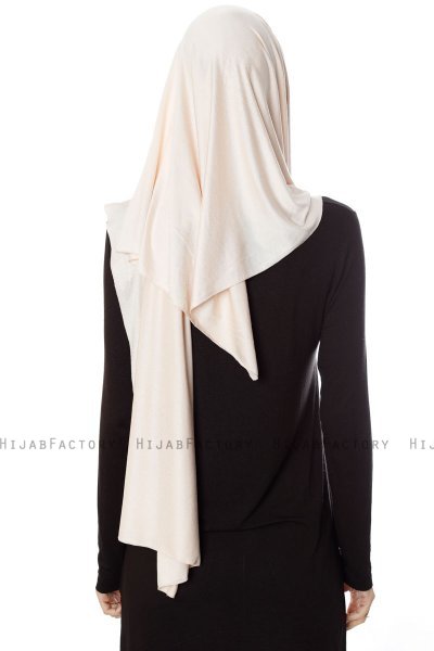 Naz - Ljus Beige & Creme Praktisk One Piece Hijab - Ecardin