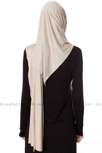 Naz - Ljus Taupe & Ljus Beige Praktisk One Piece Hijab - Ecardin