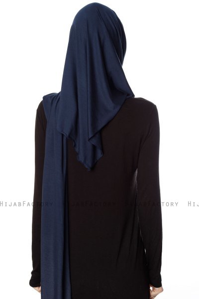 Naz - Marinblå & Ljusblå Praktisk One Piece Hijab - Ecardin