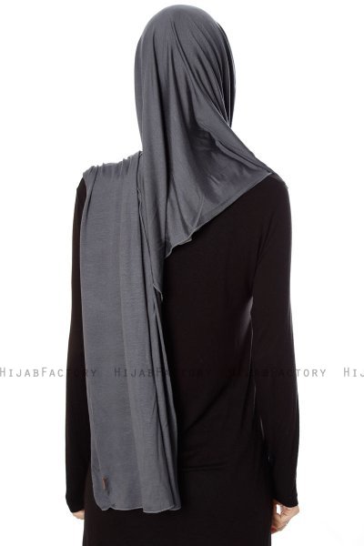 Naz - Mörkgrå & Ljusgrå Praktisk One Piece Hijab - Ecardin