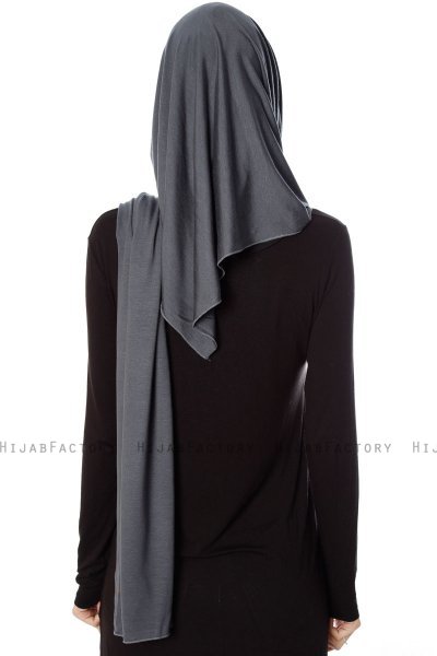 Naz - Mörkgrå & Svart Praktisk One Piece Hijab - Ecardin