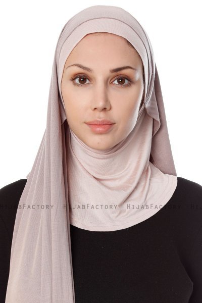 Naz - Stengrå & Gammelrosa Praktisk One Piece Hijab - Ecardin