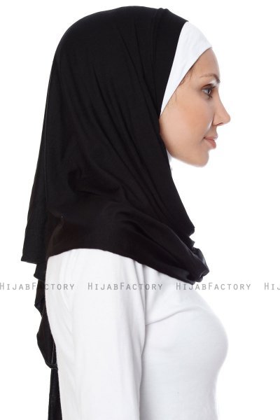 Naz - Svart & Vit Praktisk One Piece Hijab - Ecardin