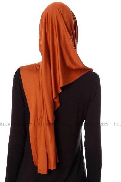 Naz - Tegelröd & Ljus Beige Praktisk One Piece Hijab - Ecardin