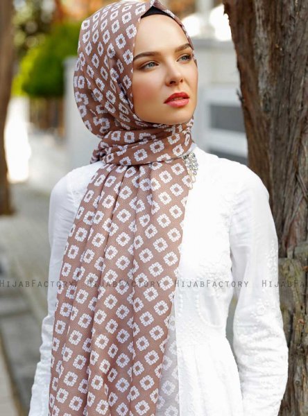 Nesrin - Brun Mönstrad Hijab