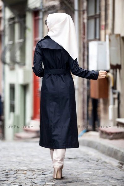 Nevin Svart Trenchcoat Miss Cazibe 280591-5