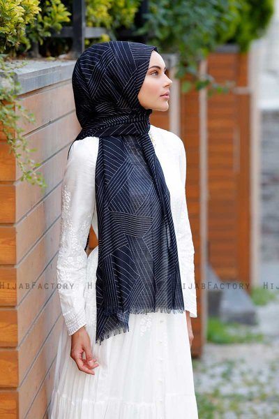 Nija - Svart Mönstrad Hijab - Sal Evi
