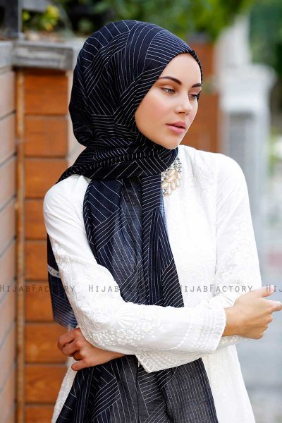 Nija - Svart Mönstrad Hijab - Sal Evi