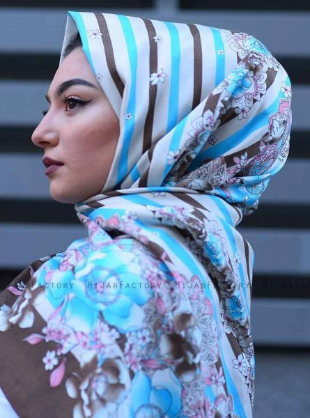 Niusha - Taupe Mönstrad Voile Hijab